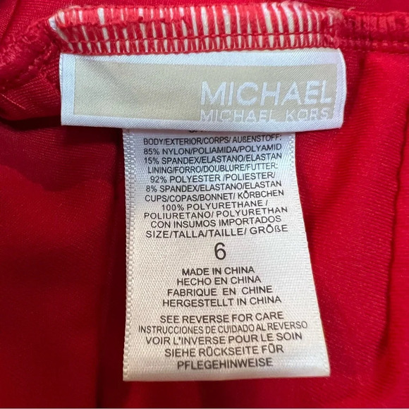 MICHAEL Michael Kors Red Twist-Tie Halter Swimsuit. Size 6. - Picture 3 of 15